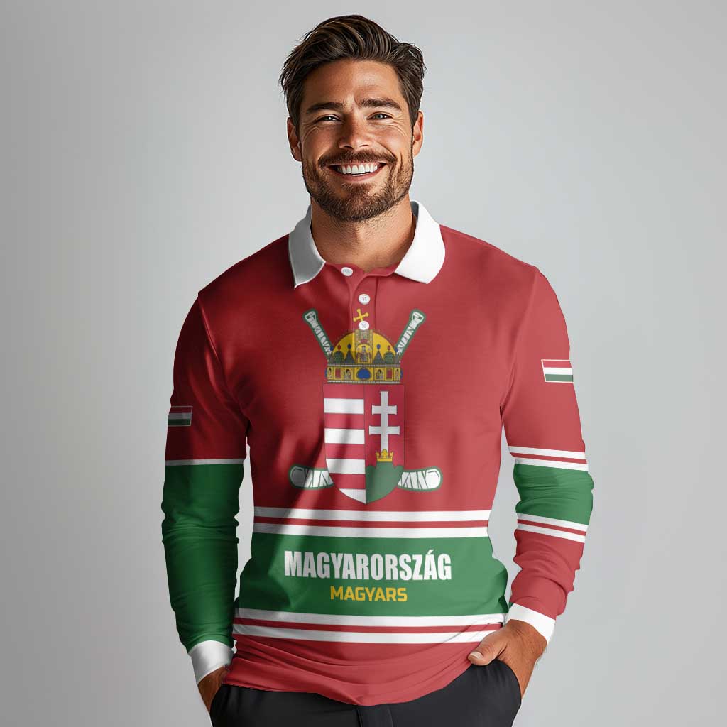Custom Hockey 2026 Hungary Long Sleeve Polo Shirt Magyars Go Champions