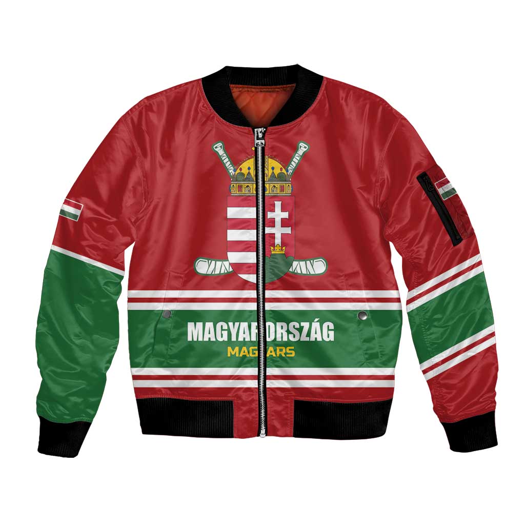 Custom Hockey 2026 Hungary Sleeve Zip Bomber Jacket Magyars Go Champions