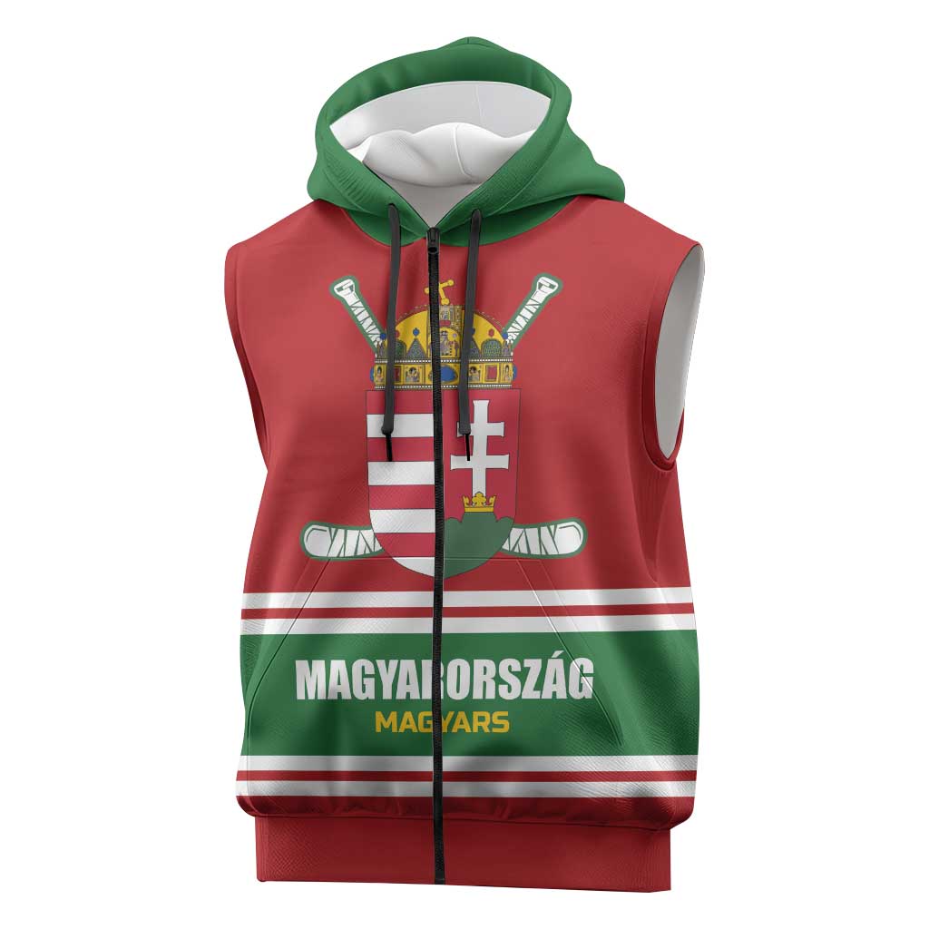 Custom Hockey 2026 Hungary Sleeveless Zip Hoodie Magyars Go Champions