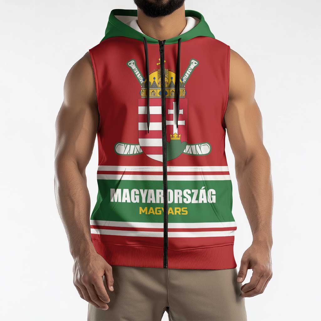 Custom Hockey 2026 Hungary Sleeveless Zip Hoodie Magyars Go Champions