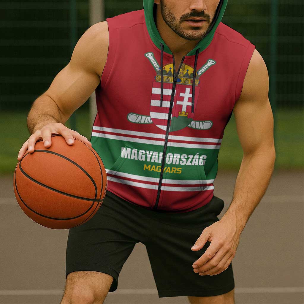 Custom Hockey 2026 Hungary Sleeveless Zip Hoodie Magyars Go Champions