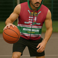 Custom Hockey 2026 Hungary Sleeveless Zip Hoodie Magyars Go Champions