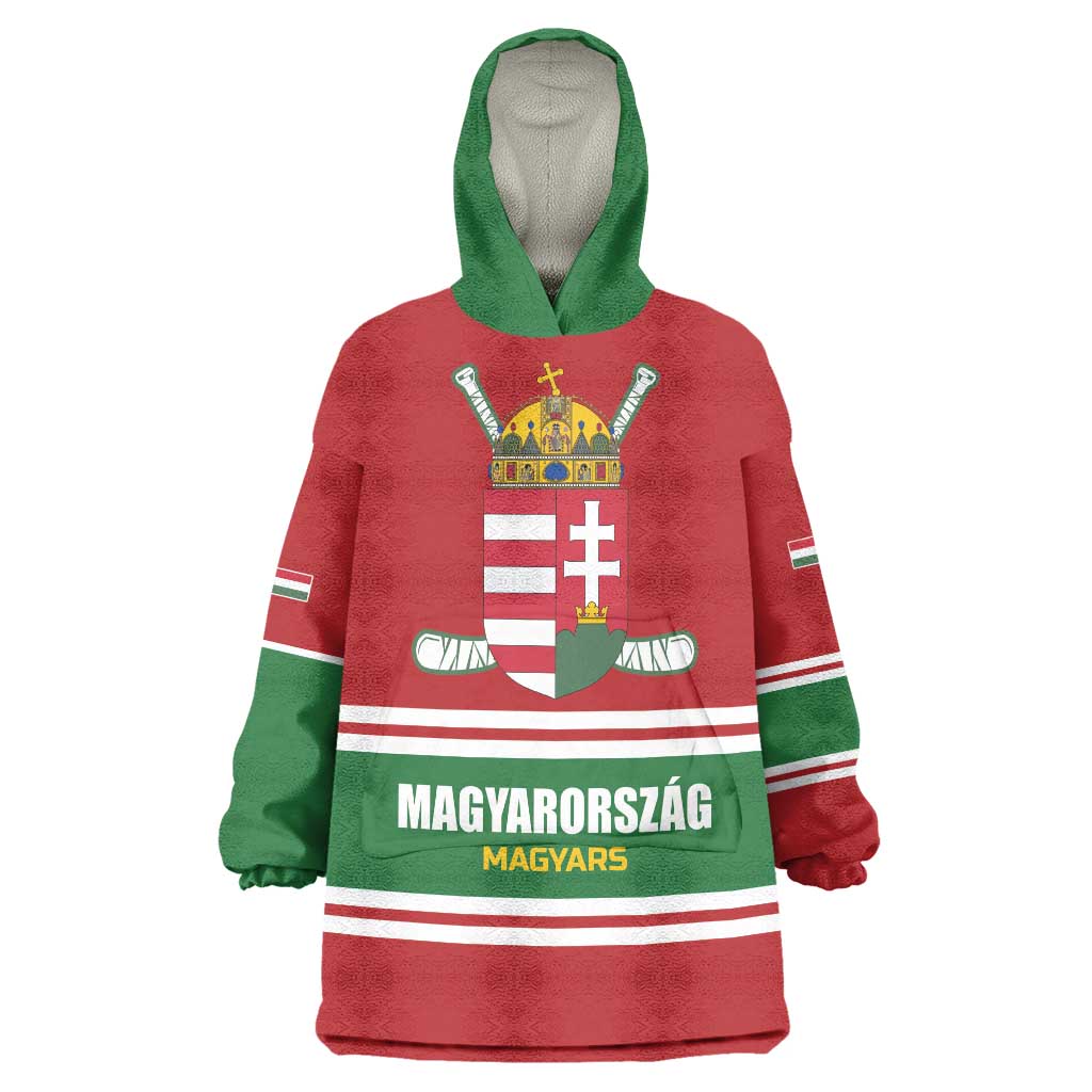 Custom Hockey 2026 Hungary Wearable Blanket Hoodie Magyars Go Champions