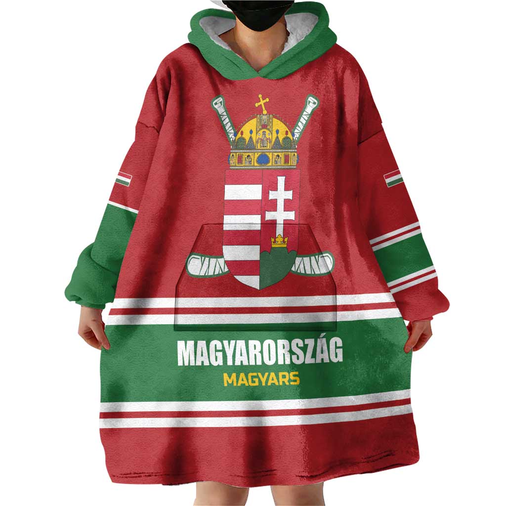 Custom Hockey 2026 Hungary Wearable Blanket Hoodie Magyars Go Champions