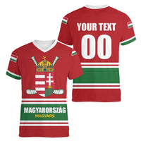 Custom Hockey 2026 Hungary Women V-Neck T-Shirt Magyars Go Champions