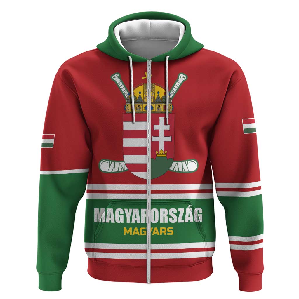 Custom Hockey 2026 Hungary Zip Hoodie Magyars Go Champions