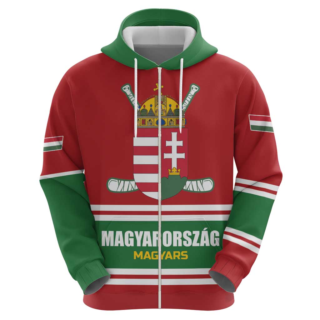 Custom Hockey 2026 Hungary Zip Hoodie Magyars Go Champions
