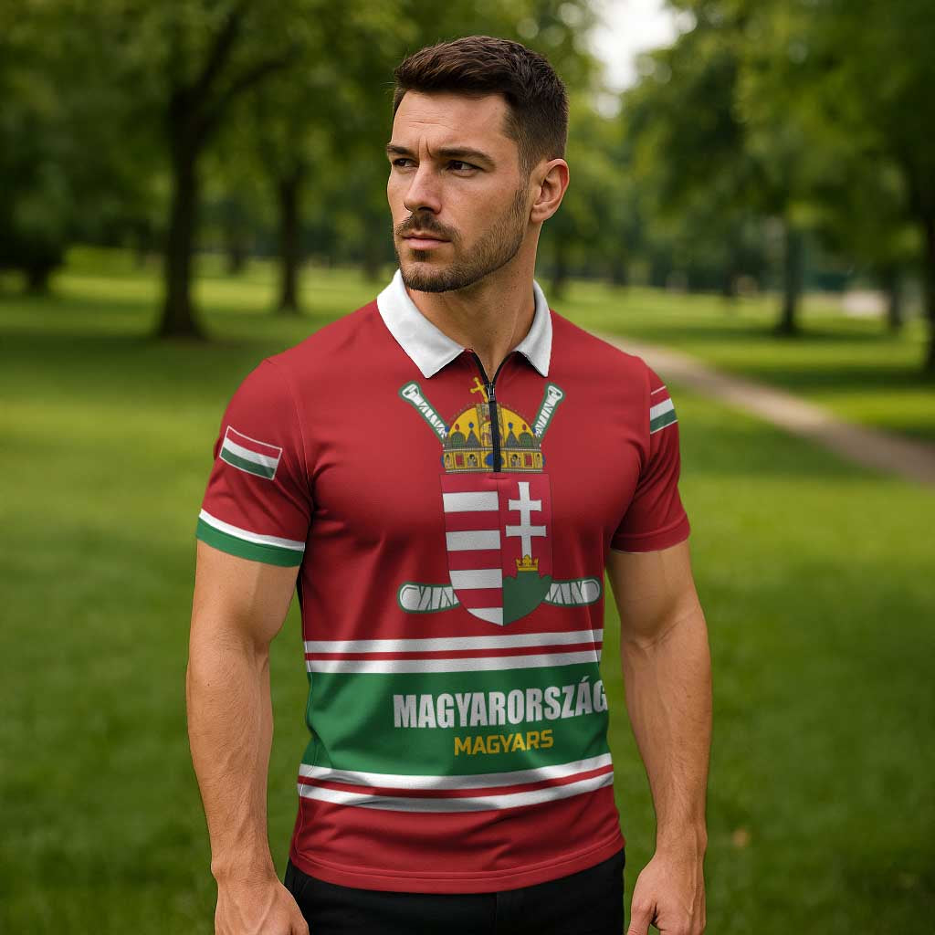 Custom Hockey 2026 Hungary Zipper Polo Shirt Magyars Go Champions