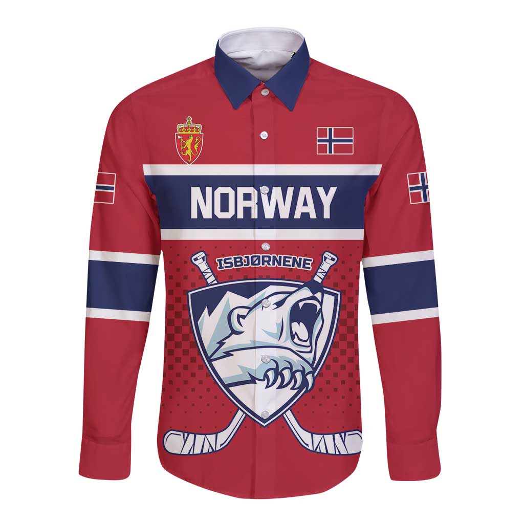 Custom Hockey 2026 Norway Long Sleeve Button Shirt The Polar Bears Norge Come On