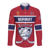 Custom Hockey 2026 Norway Long Sleeve Button Shirt The Polar Bears Norge Come On
