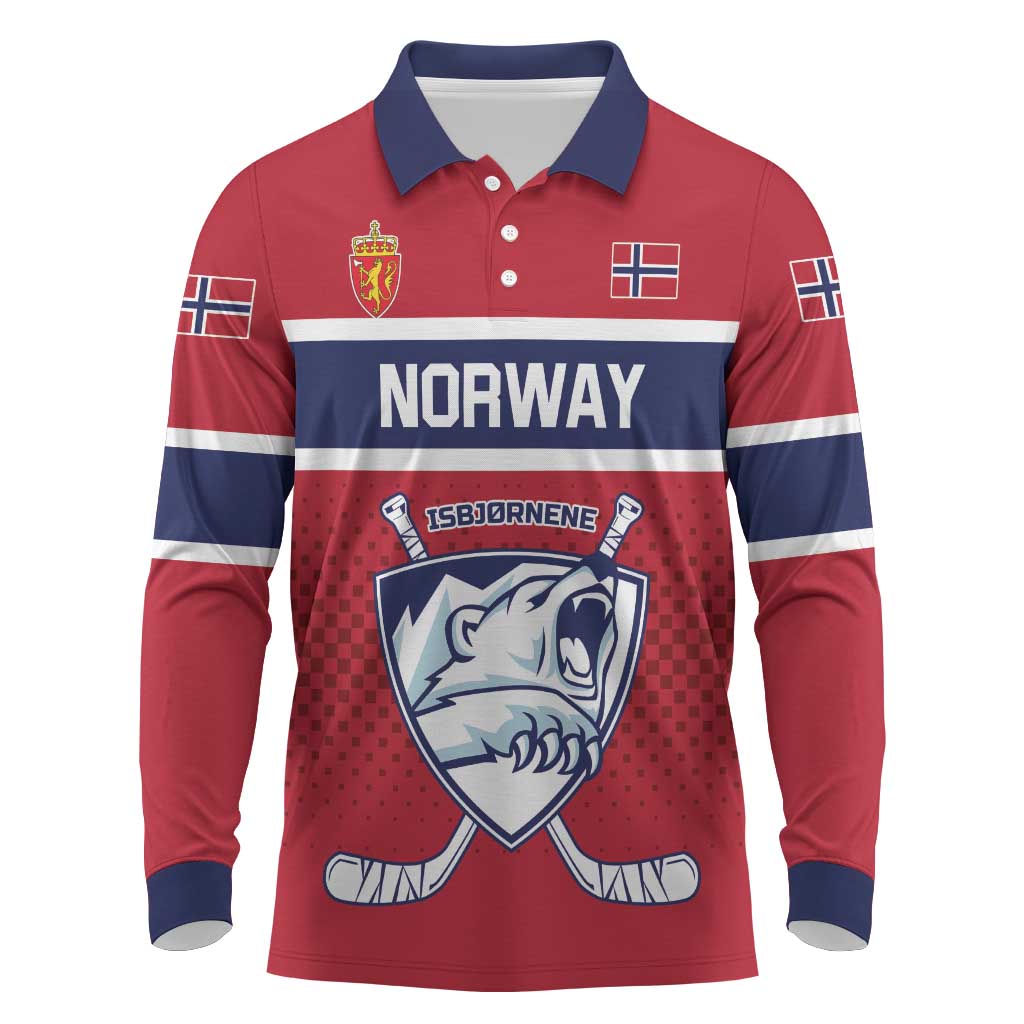 Custom Hockey 2026 Norway Long Sleeve Polo Shirt The Polar Bears Norge Come On