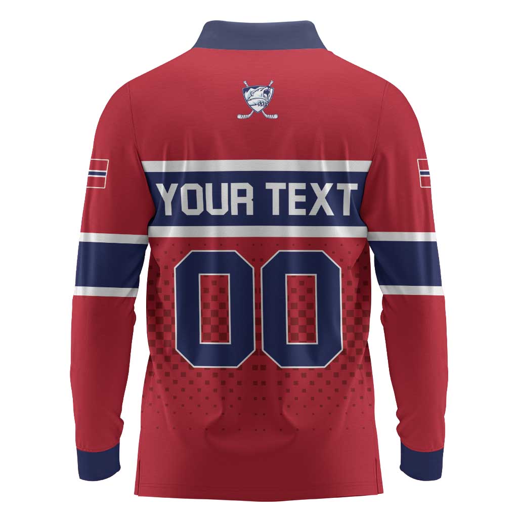 Custom Hockey 2026 Norway Long Sleeve Polo Shirt The Polar Bears Norge Come On