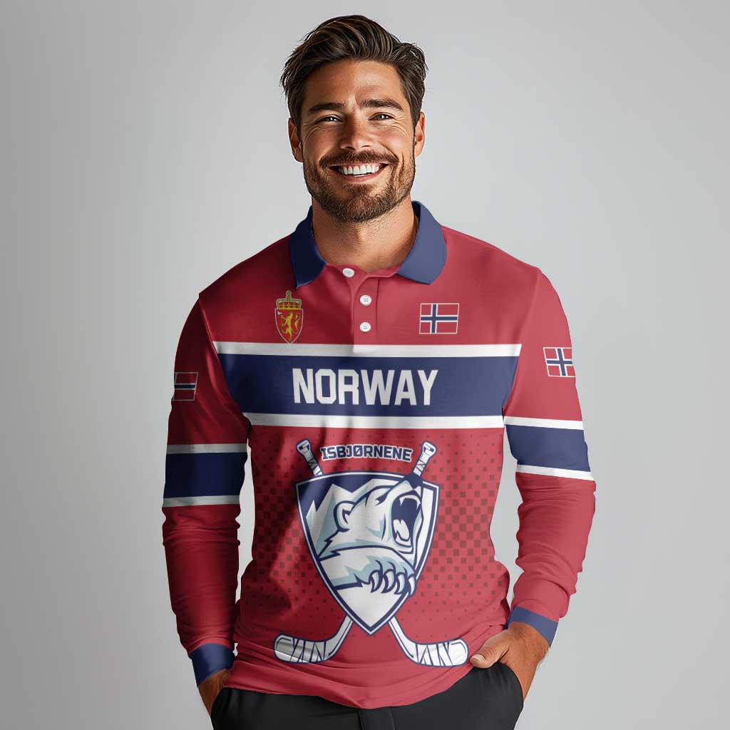 Custom Hockey 2026 Norway Long Sleeve Polo Shirt The Polar Bears Norge Come On