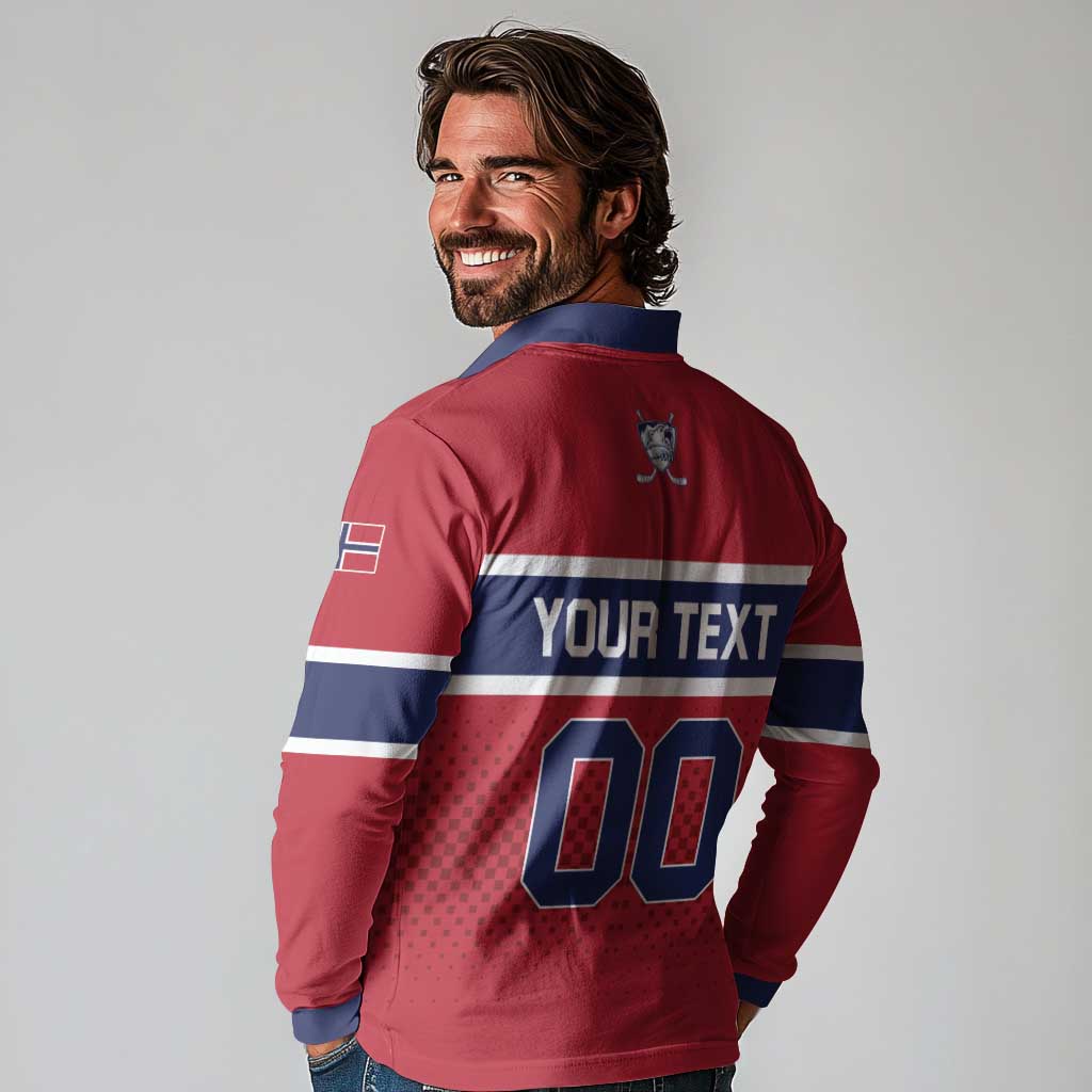 Custom Hockey 2026 Norway Long Sleeve Polo Shirt The Polar Bears Norge Come On