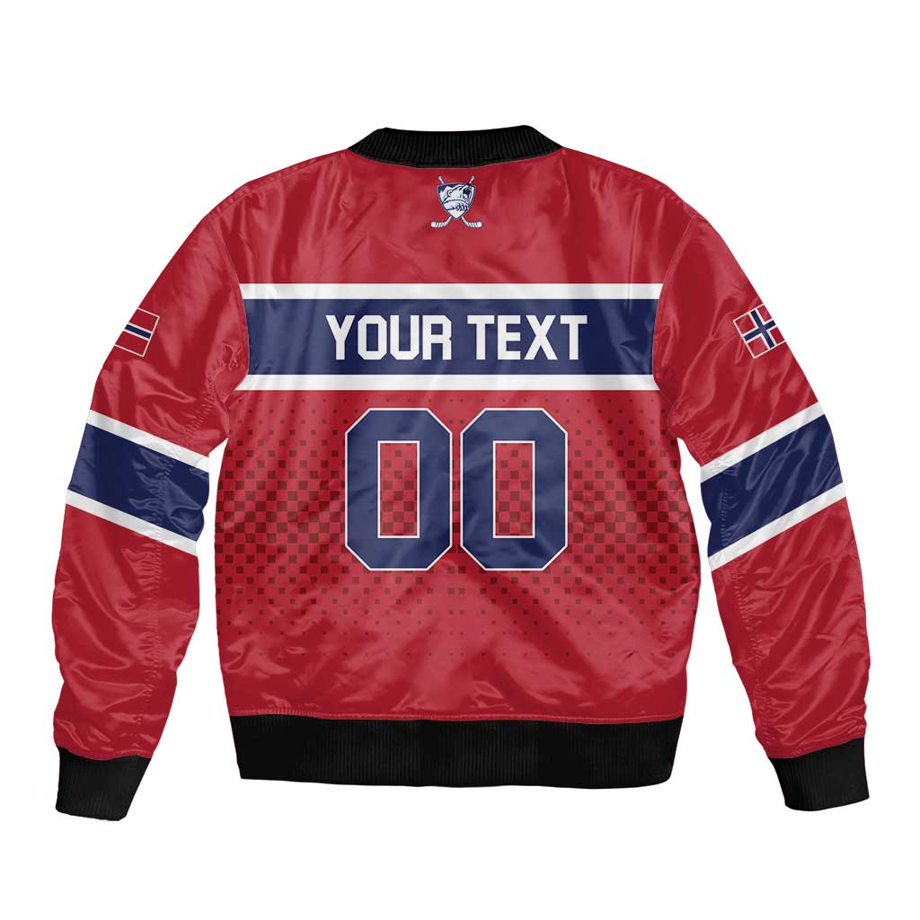 Custom Hockey 2026 Norway Sleeve Zip Bomber Jacket The Polar Bears Norge Come On