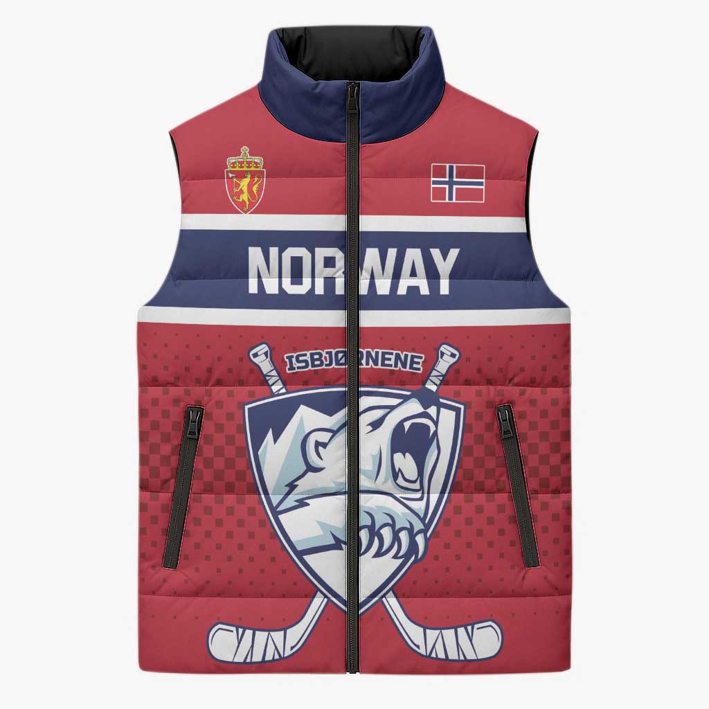Custom Hockey 2026 Norway Sleeveless Puffer Jacket The Polar Bears Norge Come On
