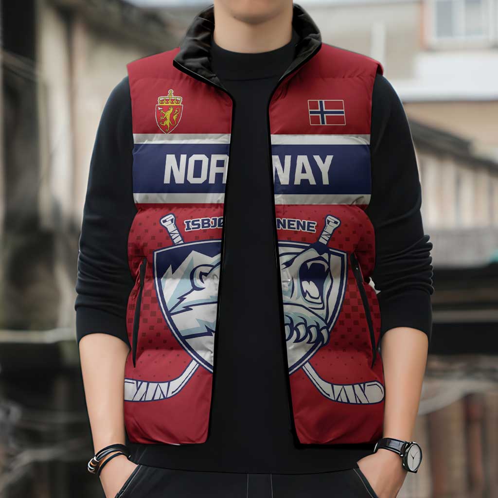 Custom Hockey 2026 Norway Sleeveless Puffer Jacket The Polar Bears Norge Come On