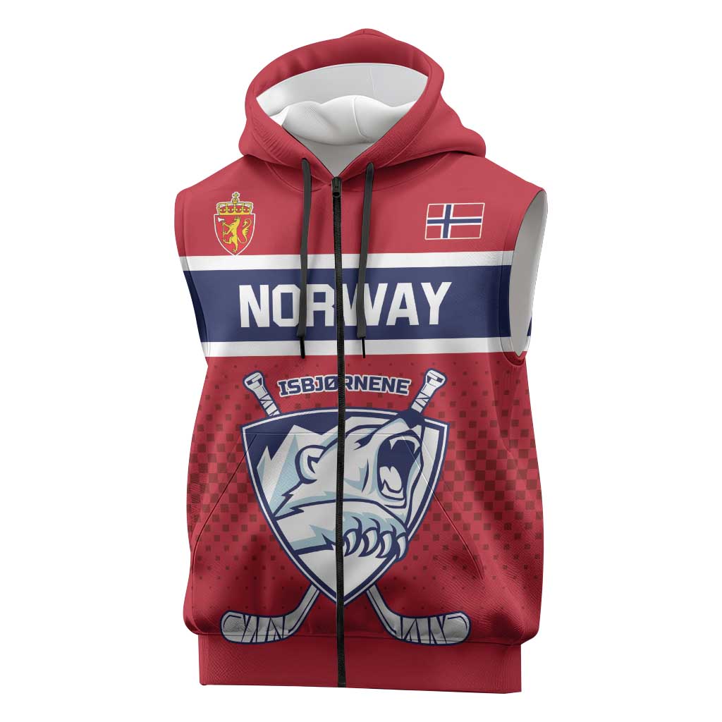 Custom Hockey 2026 Norway Sleeveless Zip Hoodie The Polar Bears Norge Come On