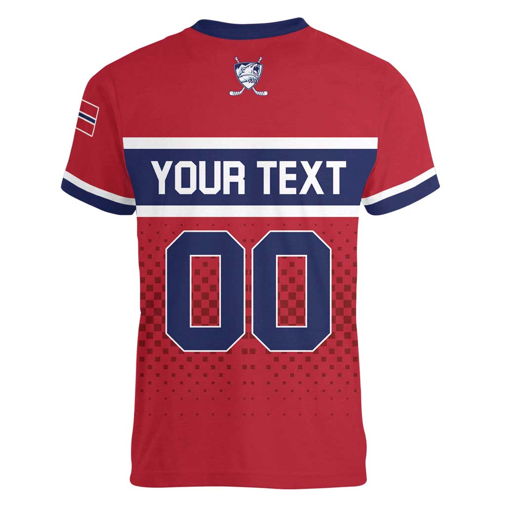 Custom Hockey 2026 Norway Women V-Neck T-Shirt The Polar Bears Norge Come On