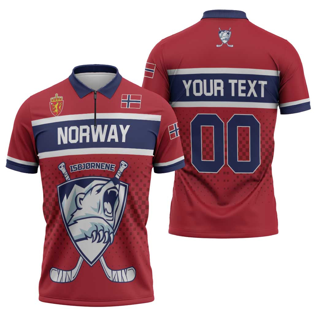 Custom Hockey 2026 Norway Zipper Polo Shirt The Polar Bears Norge Come On
