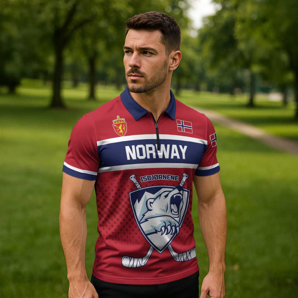 Custom Hockey 2026 Norway Zipper Polo Shirt The Polar Bears Norge Come On