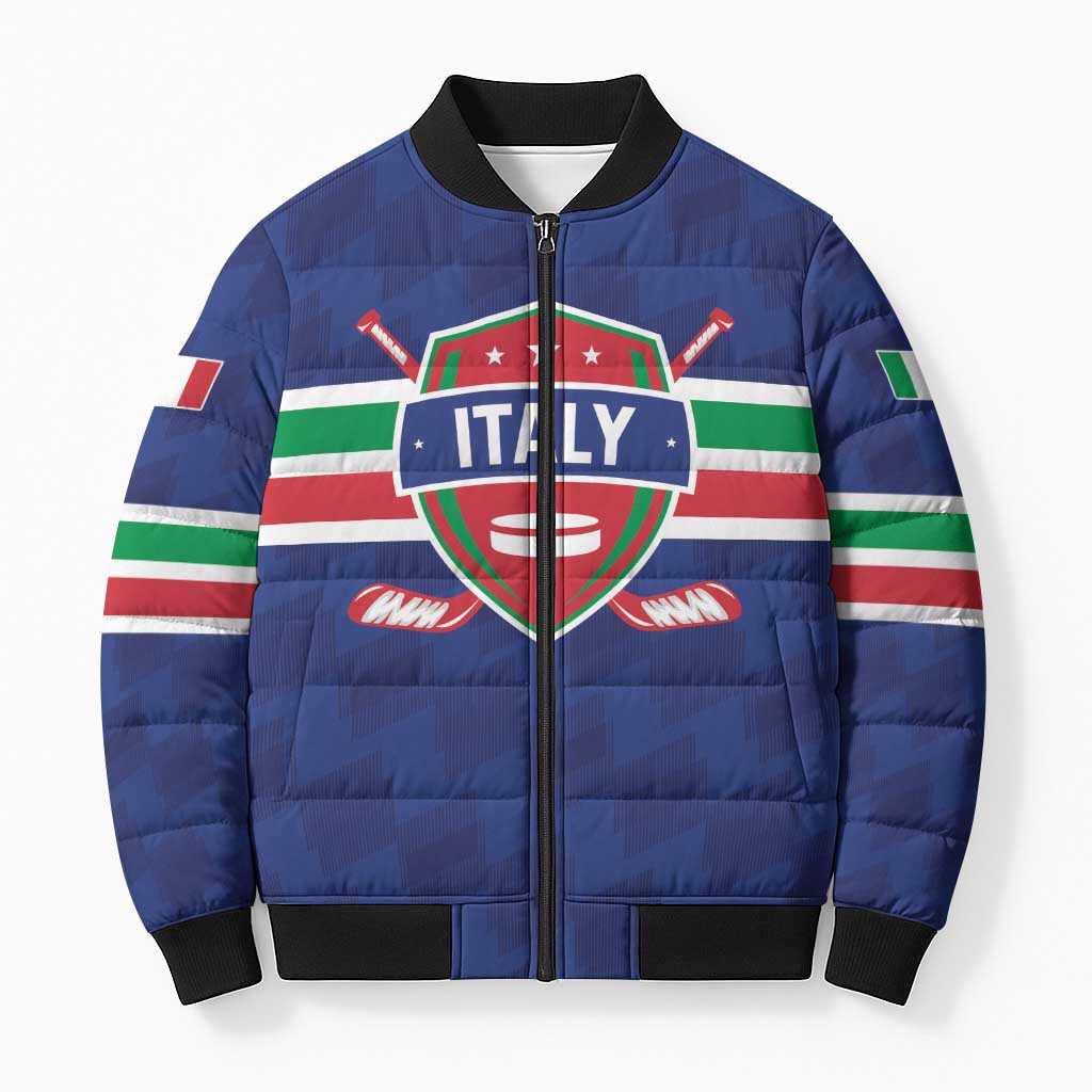 Custom Hockey 2026 Italy Bomber Puffer Jacket Gli Azzurri Go Champions