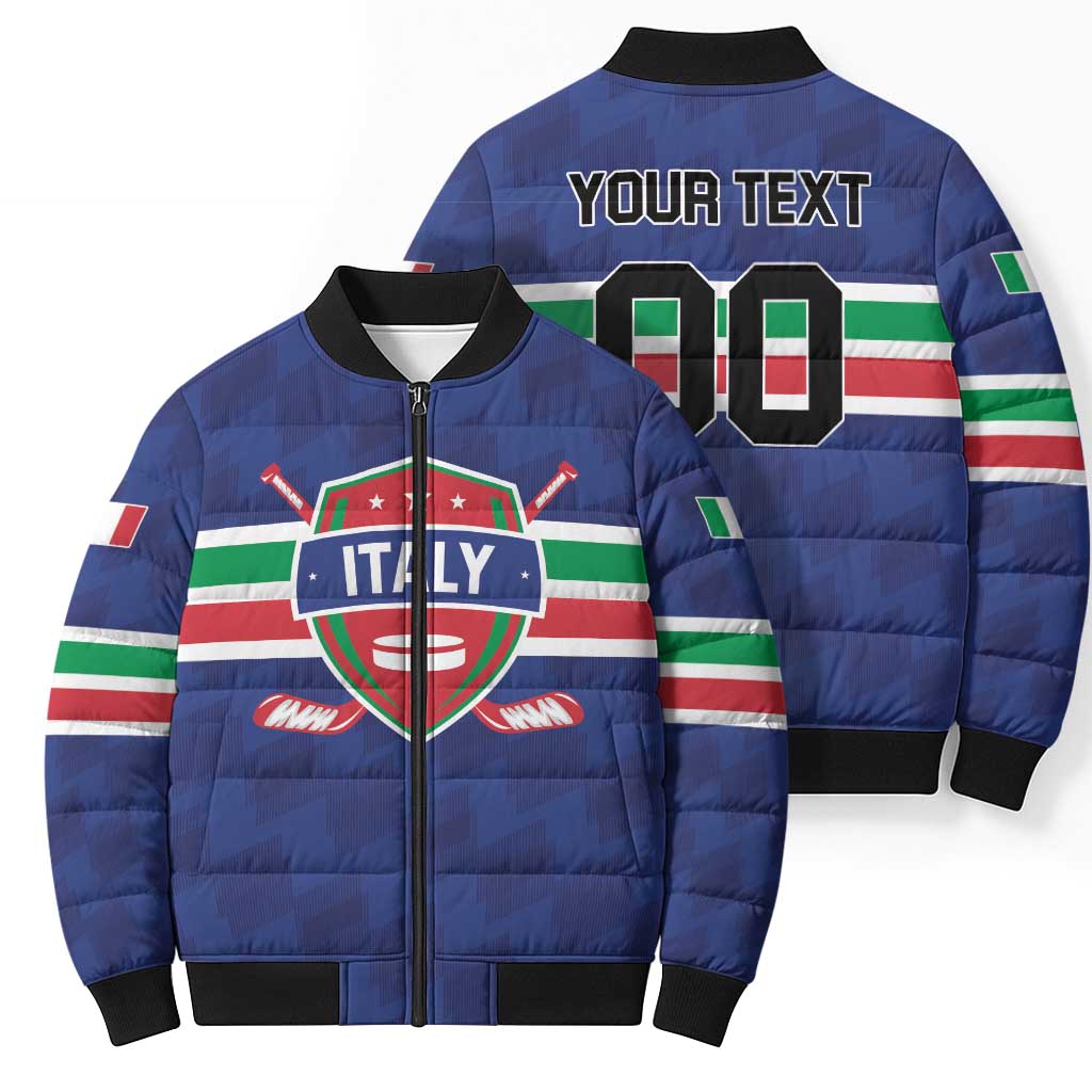 Custom Hockey 2026 Italy Bomber Puffer Jacket Gli Azzurri Go Champions