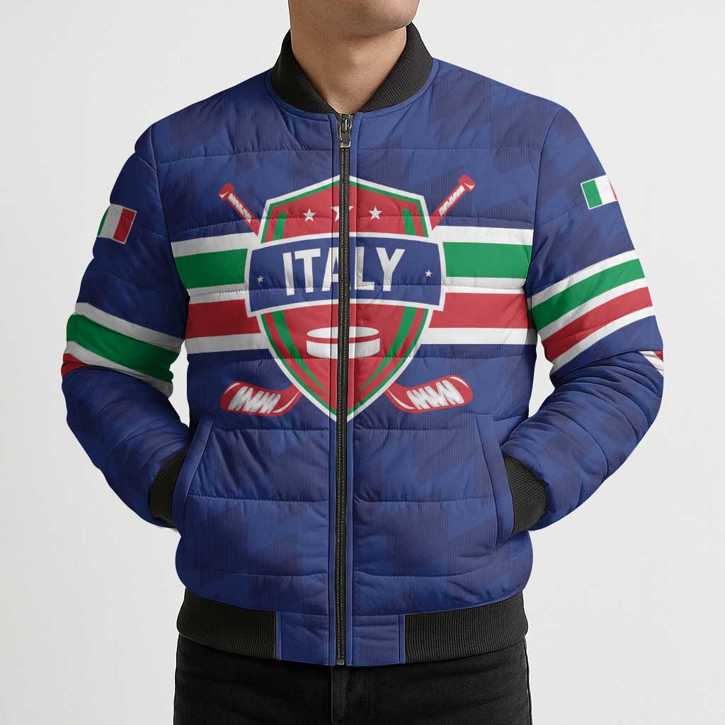 Custom Hockey 2026 Italy Bomber Puffer Jacket Gli Azzurri Go Champions
