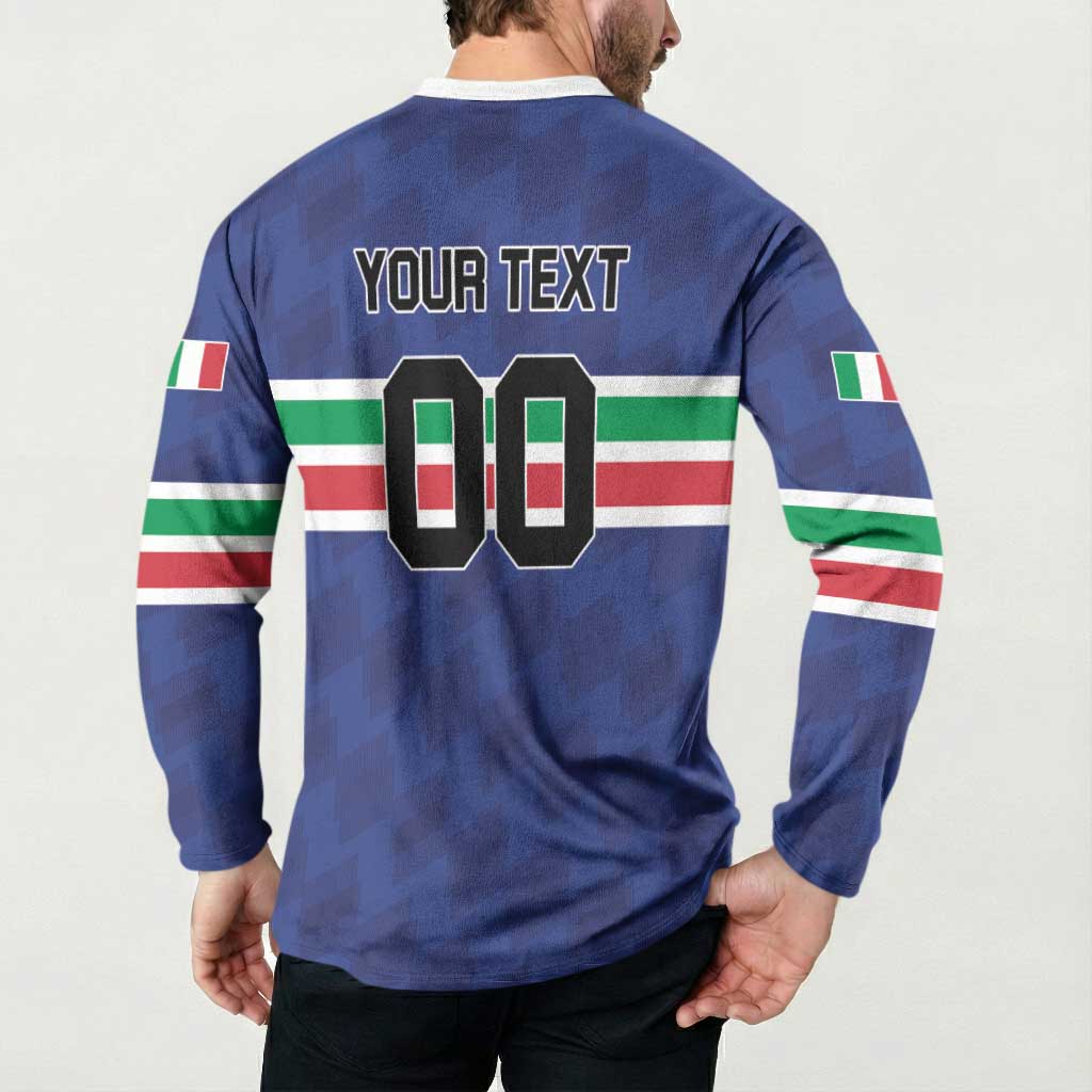 Custom Hockey 2026 Italy Button Sweatshirt Gli Azzurri Go Champions