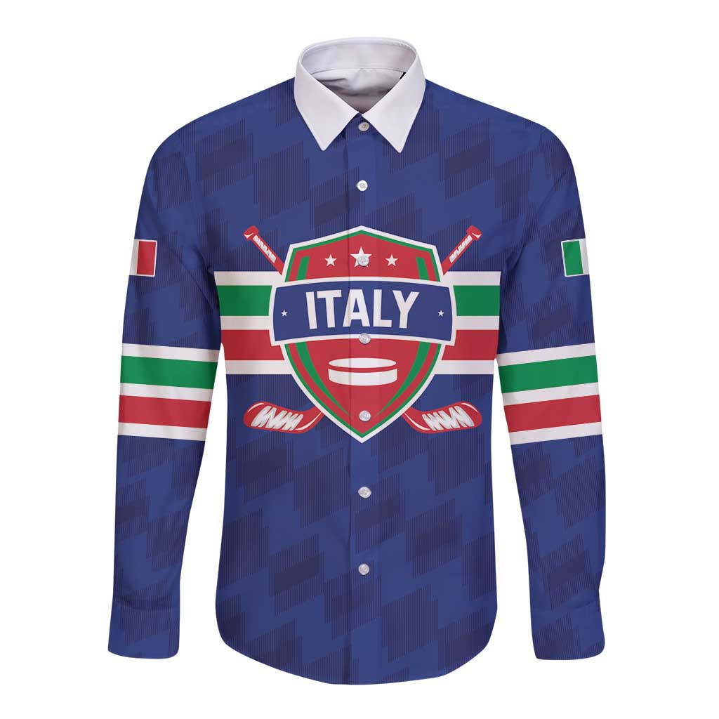 Custom Hockey 2026 Italy Long Sleeve Button Shirt Gli Azzurri Go Champions