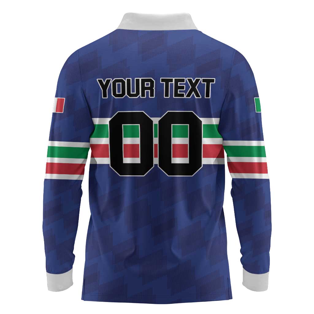 Custom Hockey 2026 Italy Long Sleeve Polo Shirt Gli Azzurri Go Champions