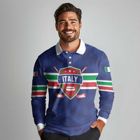 Custom Hockey 2026 Italy Long Sleeve Polo Shirt Gli Azzurri Go Champions