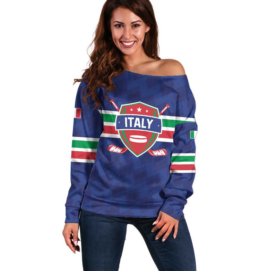 Custom Hockey 2026 Italy Off Shoulder Sweater Gli Azzurri Go Champions