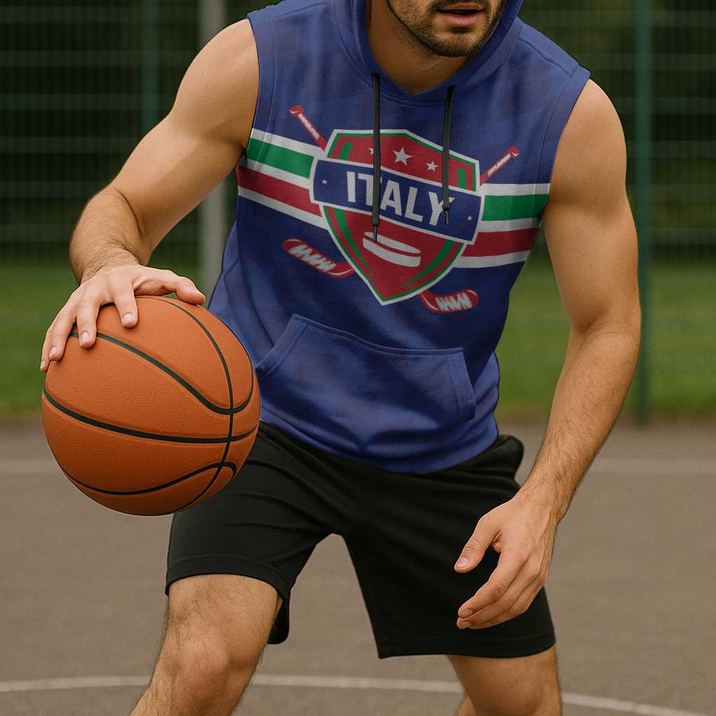 Custom Hockey 2026 Italy Sleeveless Hoodie Gli Azzurri Go Champions