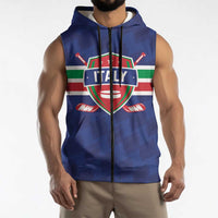 Custom Hockey 2026 Italy Sleeveless Zip Hoodie Gli Azzurri Go Champions