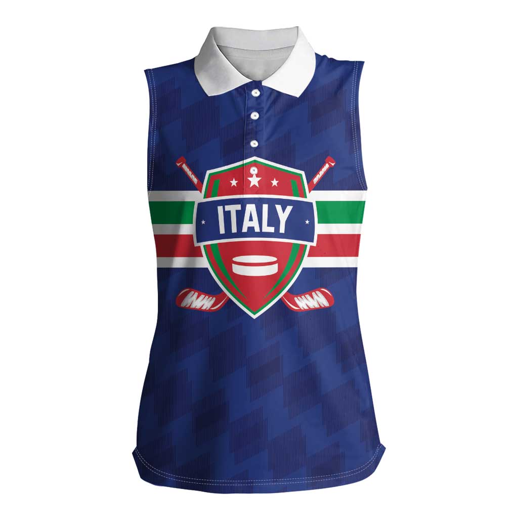 Custom Hockey 2026 Italy Women Sleeveless Polo Shirt Gli Azzurri Go Champions
