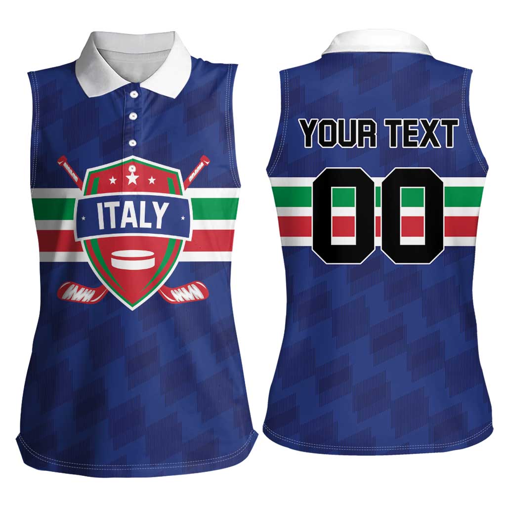 Custom Hockey 2026 Italy Women Sleeveless Polo Shirt Gli Azzurri Go Champions