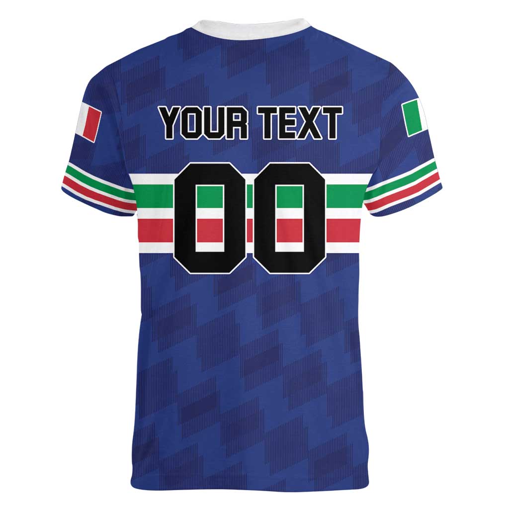 Custom Hockey 2026 Italy Women V-Neck T-Shirt Gli Azzurri Go Champions