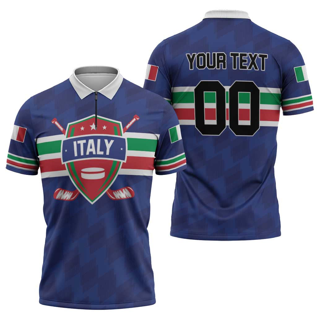 Custom Hockey 2026 Italy Zipper Polo Shirt Gli Azzurri Go Champions