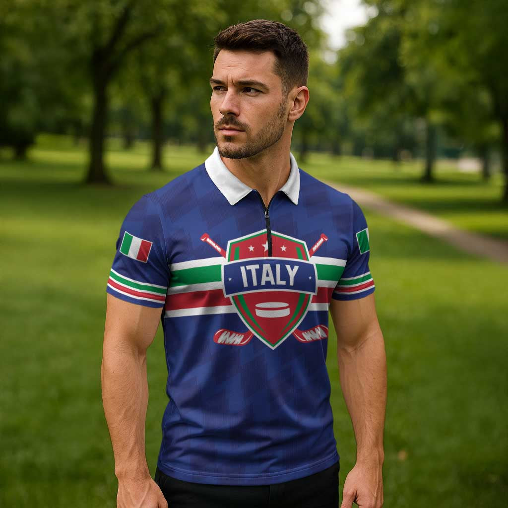 Custom Hockey 2026 Italy Zipper Polo Shirt Gli Azzurri Go Champions
