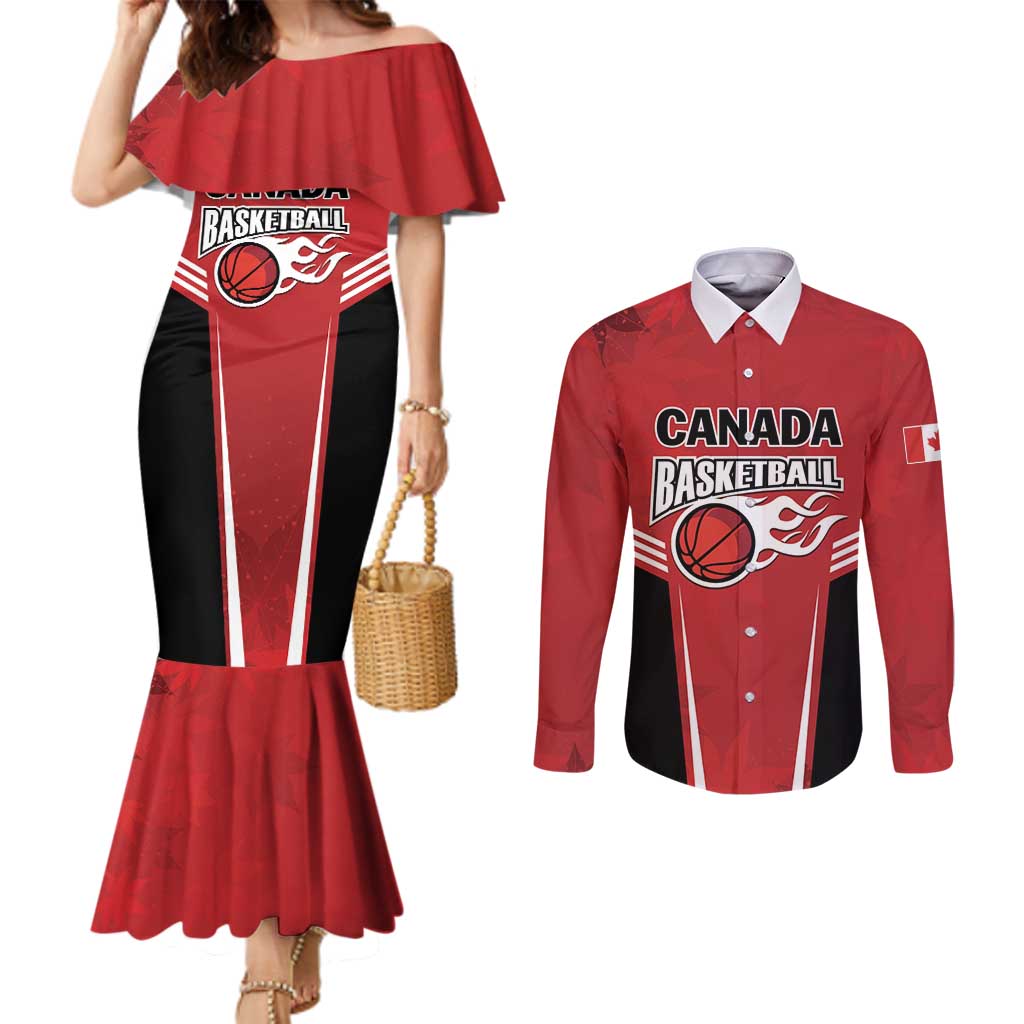 Custom Canada Basketball Couples Matching Mermaid Dress and Long Sleeve Button Shirt Dream Because I Can