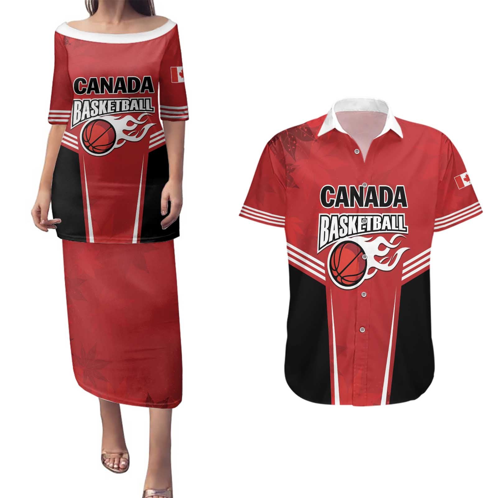 Custom Canada Basketball Couples Matching Puletasi and Hawaiian Shirt Dream Because I Can