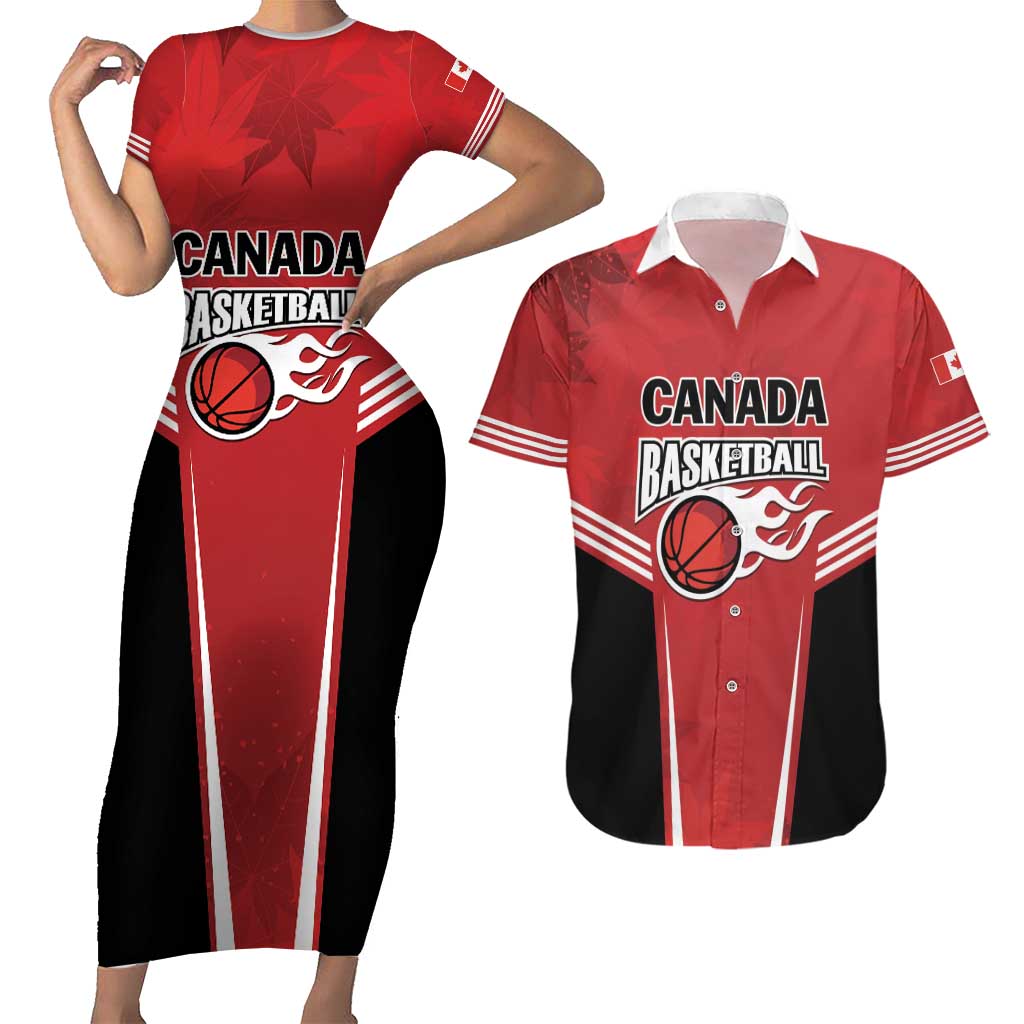 Custom Canada Basketball Couples Matching Short Sleeve Bodycon Dress and Hawaiian Shirt Dream Because I Can