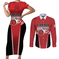 Custom Canada Basketball Couples Matching Short Sleeve Bodycon Dress and Long Sleeve Button Shirt Dream Because I Can