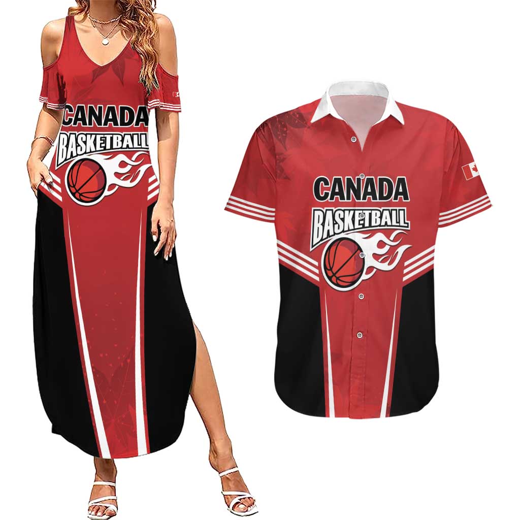 Custom Canada Basketball Couples Matching Summer Maxi Dress and Hawaiian Shirt Dream Because I Can