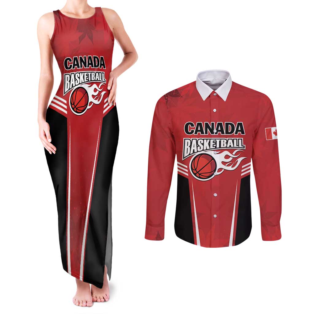 Custom Canada Basketball Couples Matching Tank Maxi Dress and Long Sleeve Button Shirt Dream Because I Can