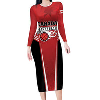 Custom Canada Basketball Family Matching Long Sleeve Bodycon Dress and Hawaiian Shirt Dream Because I Can
