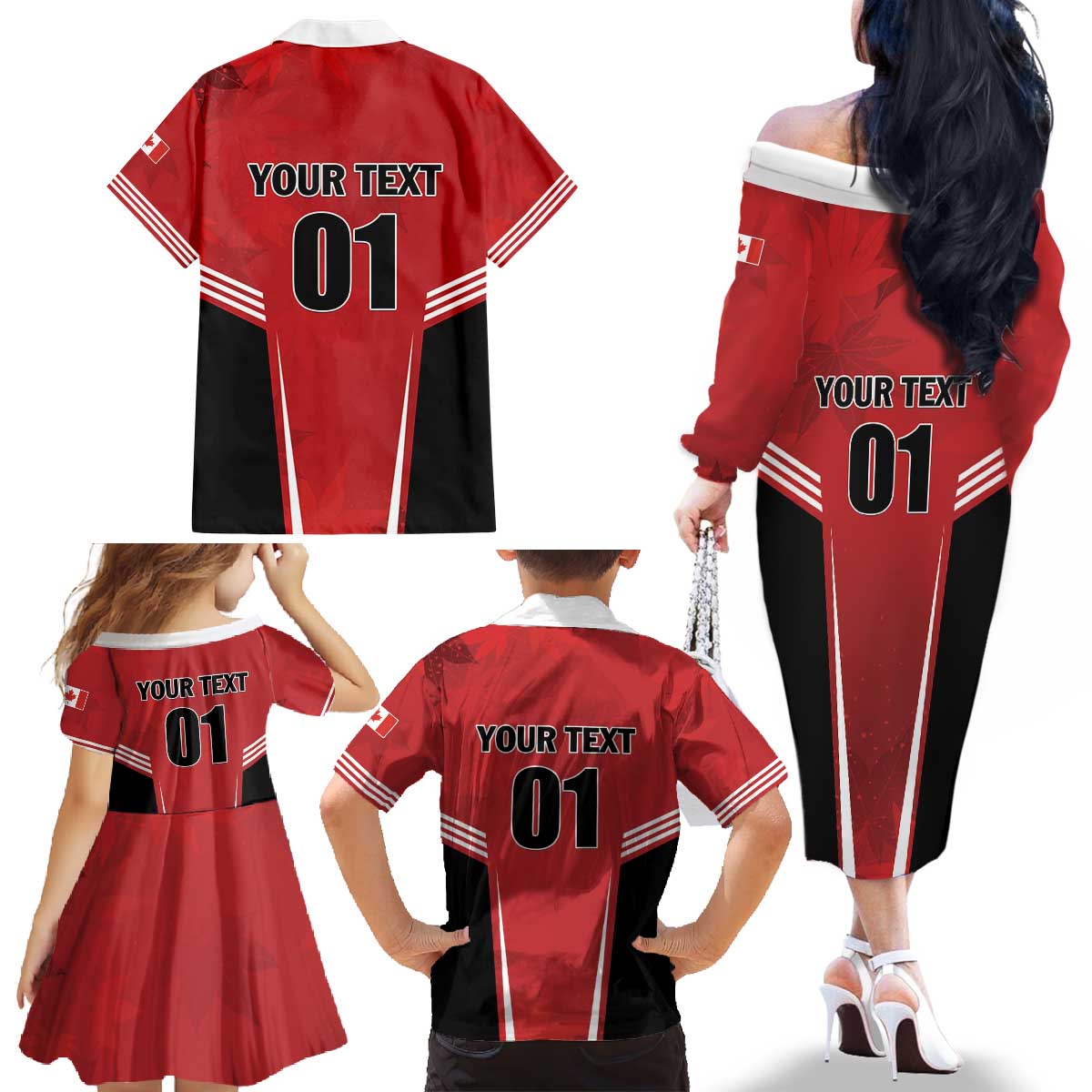 Custom Canada Basketball Family Matching Off The Shoulder Long Sleeve Dress and Hawaiian Shirt Dream Because I Can