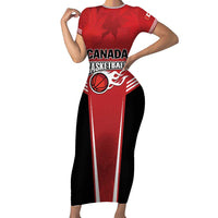 Custom Canada Basketball Family Matching Short Sleeve Bodycon Dress and Hawaiian Shirt Dream Because I Can