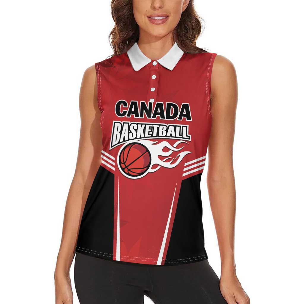 Custom Canada Basketball Women Sleeveless Polo Shirt Dream Because I Can